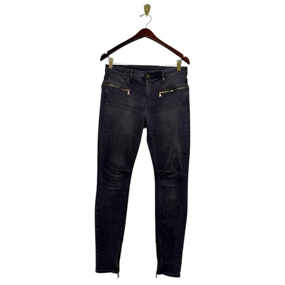 RTA Skinny Mid-Rise Zip-Pocket Jeans Black Wash 27